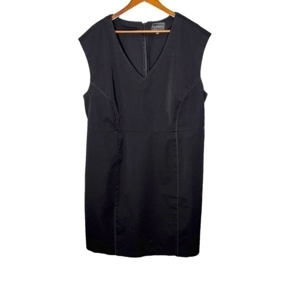 Eloquii premier plus size black sleeveless v-neck sheath shift dress size 24